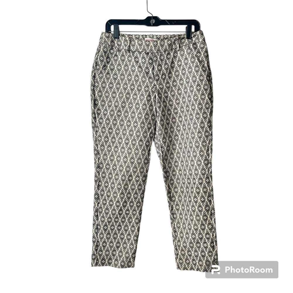 Merona Black and White Pattern Embroidered Classic Ankle Pant Chino Sz 6